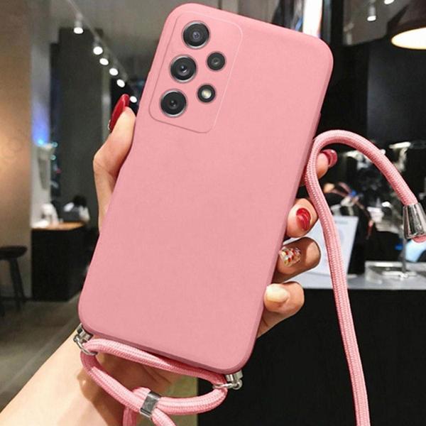 Coverzone Redmi Note 12 4G ile Uyumlu Ipli Boyun Askılı Silikon Kılıf Kadife Iç Yüzeyli Epiphany Kılıf Pembe - Image 1