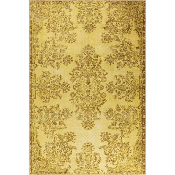 Perth Klasik Sarı Polyester Dikdörtgen Modern Desenli Pamuk Makinada Yıkanabilir Hav Toz Vermez Leke Tutmayan Kaymaz Taban Dijital Makine Baskı Salon Yolluk Mutfak Halı - Image 1