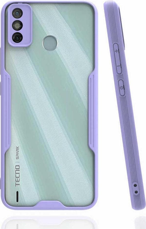 Coverzone Tecno Spark 7t Ile Uyumlu Kılıf Renkli Kenar Perfe Tpu Silikon Lila - Image 1