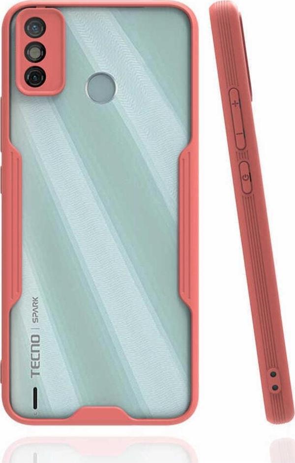 Coverzone Tecno Spark 7t Ile Uyumlu Kılıf Renkli Kenar Perfe Tpu Silikon Pembe - Image 1