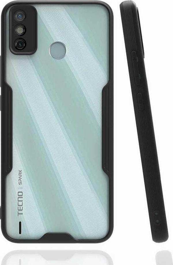 Coverzone Tecno Spark 7t Ile Uyumlu Kılıf Renkli Kenar Perfe Tpu Silikon Siyah - Image 1