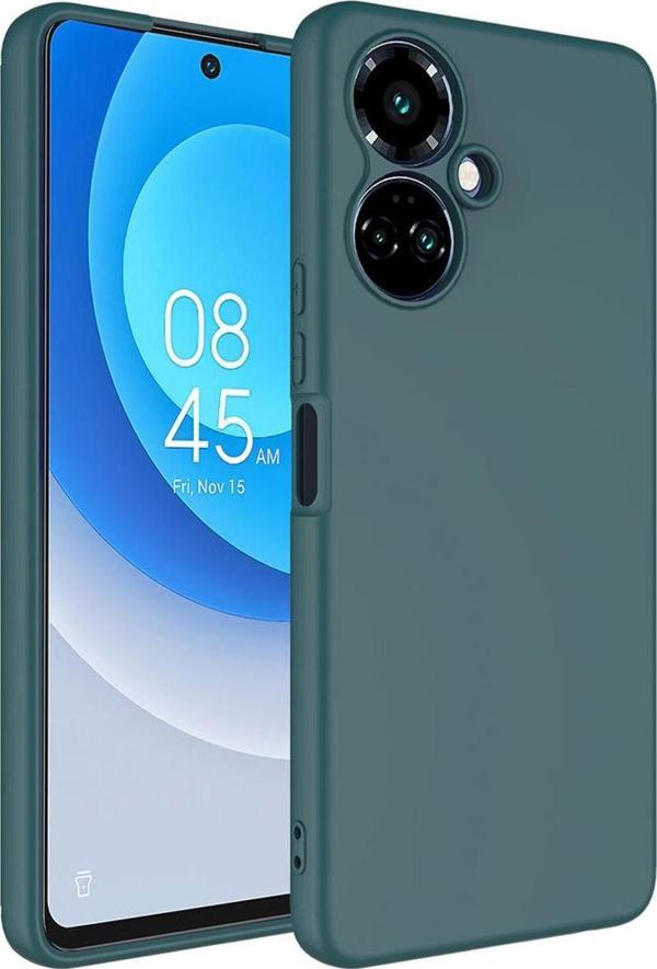 Coverzone Tecno Spark 9 Pro ile Uyumlu Kılıf Kadife Iç Yüzey Silikon Z-Mara Lansman Vieri Kılıf Koyu Yeşil - Image 1