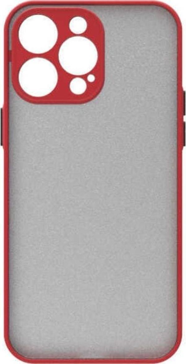 Coverzone Iphone 14 Pro Ile Uyumlu Kılıf Lastik Desen Kenar Kamera Korumalı Arkası Şeffaf Halx Kırmızı - Image 1