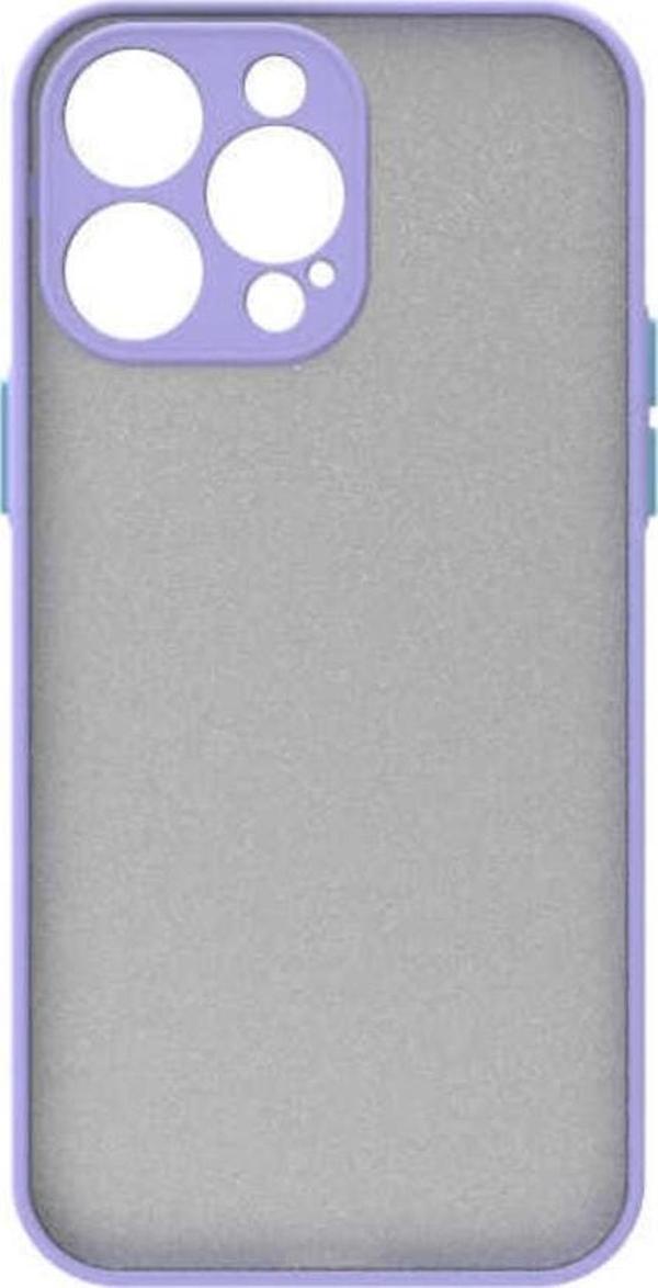 Coverzone Iphone 14 Pro Ile Uyumlu Kılıf Lastik Desen Kenar Kamera Korumalı Arkası Şeffaf Halx Lila - Image 1