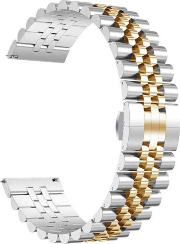 Coverzone Galaxy Watch Uyumlu  20mm Parlak Metal Klipsli Kordon - Image 1