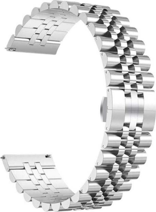 Coverzone Galaxy Watch Uyumlu  22mm Parlak Metal Klipsli Kordon - Image 1
