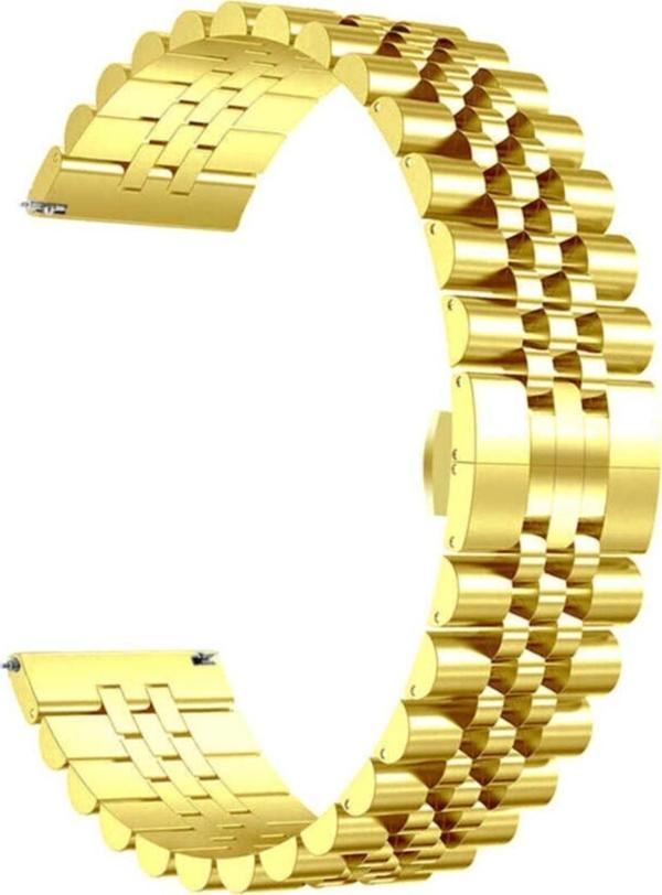 Coverzone Gear S3 22mm Parlak Metal Klipsli Kordon Gold - Image 1