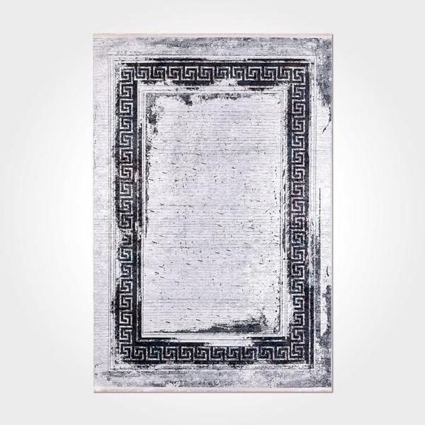 Paisley Çerçeveli Siyah Polyester Dikdörtgen Modern Desenli Pamuk Makinada Yıkanabilir Hav Toz Vermez Leke Tutmayan Kaymaz Taban Dijital Makine Baskı Salon Yolluk Mutfak Halı - Image 1