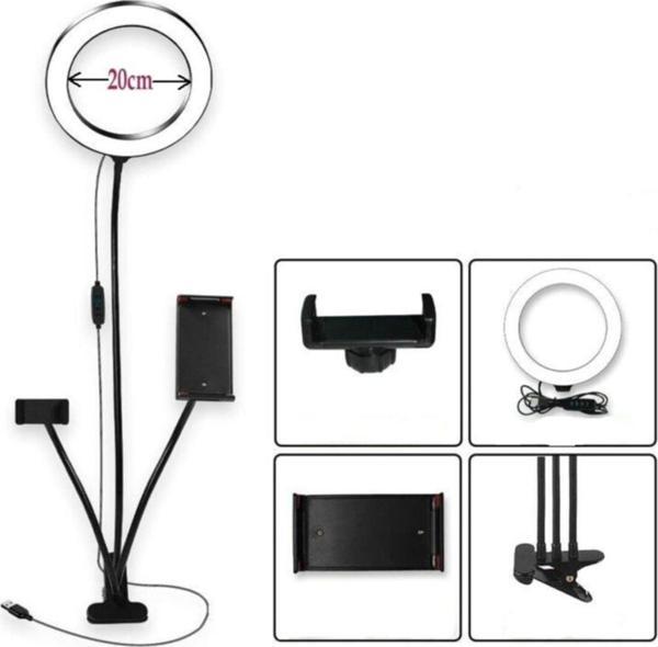 Coverzone 3 In 1 Selfie Led Halka Işık Klip-on Standı Telefon Ve Tablet Altlığı Tutucu - Image 1