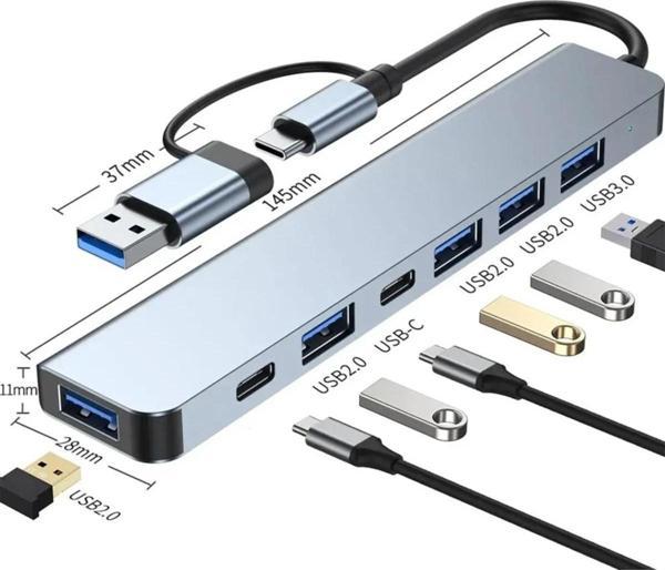 Coverzone 7 In 1 Usb/type-c To Usb A+usb C-usb 2.0/3.0 Çevirici Adaptör Çok Portlu Çoklayıcı Usb Hub - Image 1