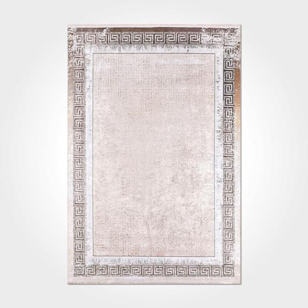 Bella Çerçeveli Krem Polyester Dikdörtgen Modern Desenli Pamuk Makinada Yıkanabilir Hav Toz Vermez Leke Tutmayan Kaymaz Taban Dijital Makine Baskı Salon Yolluk Mutfak Halı - Image 1