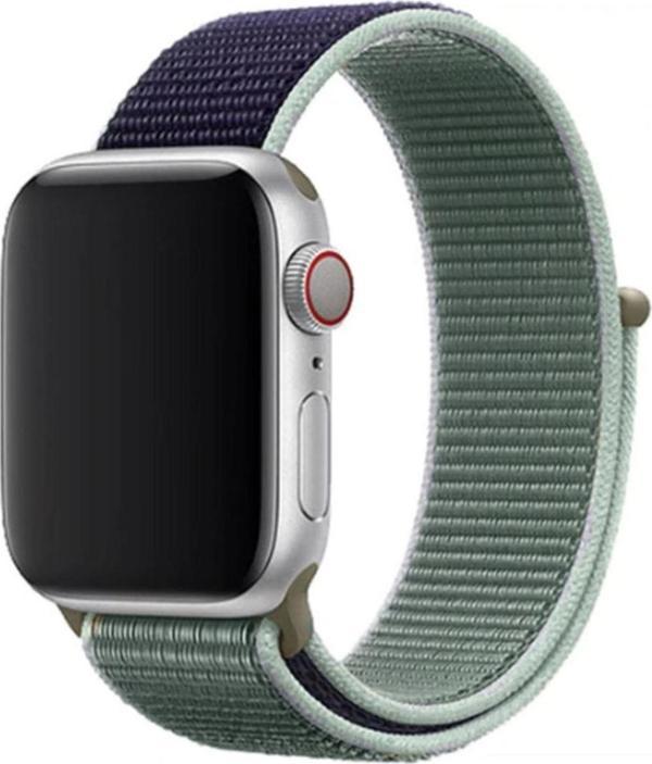Coverzone Apple Watch 40mm Bilekli Kumaş Kayış Kordon Lacivert Yeşil - Image 1