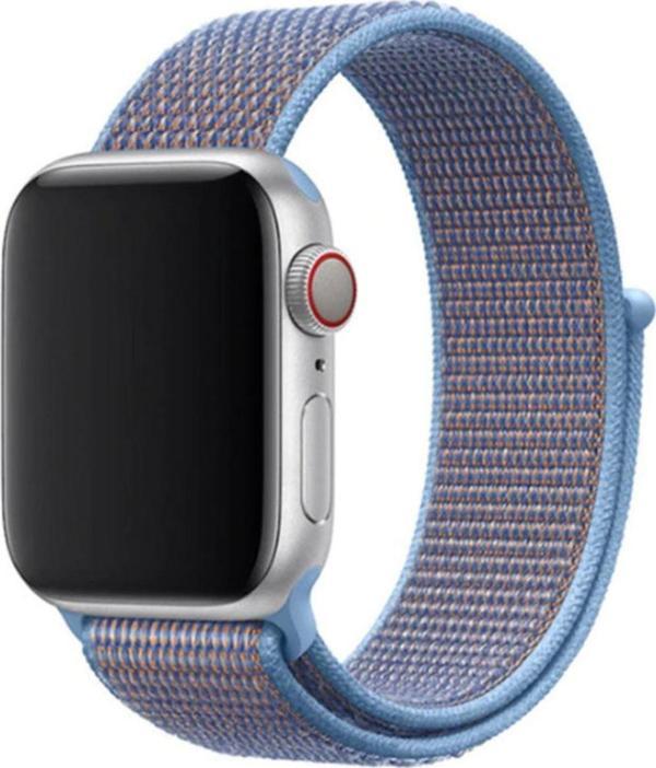 Coverzone Apple Watch 40mm Bilekli Kumaş Kayış Kordon Mavi Açık - Image 1