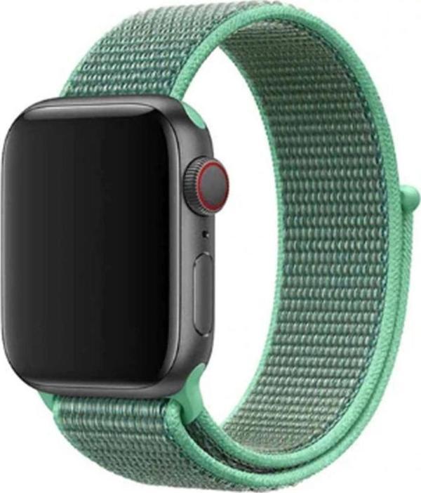 Coverzone Apple Watch 40mm Bilekli Kumaş Kayış Kordon Nane Yeşil - Image 1