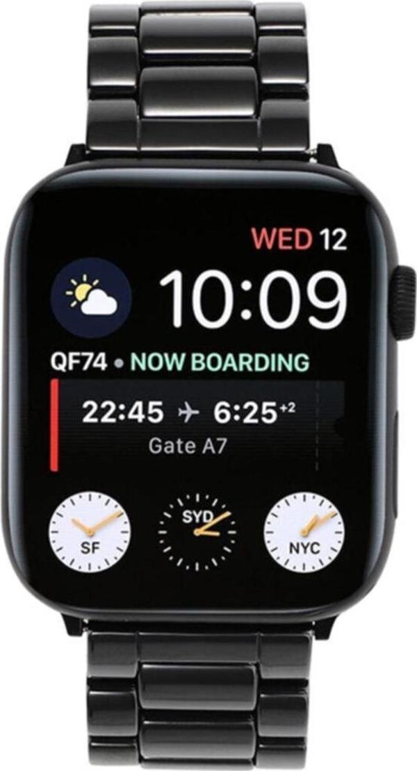 Coverzone Apple Watch 40mm Metal Seramik Kordon Siyah - Image 1