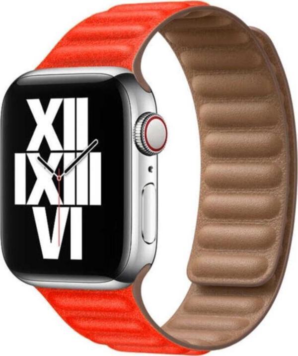 Coverzone Apple Watch 42mm Segment Deri Kordon Kırmızı - Image 1