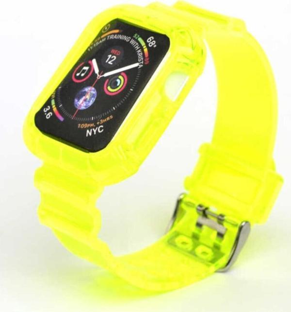 Coverzone Apple Watch 42mm Serrated Silikon Kordon Sarı - Image 1