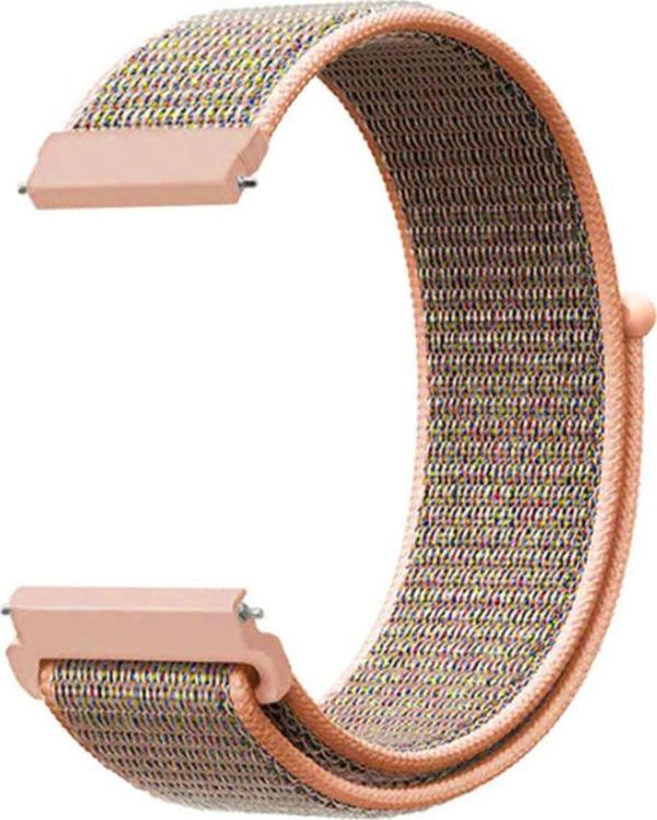 Coverzone Apple Watch 44mm Bilekli Kumaş Kayış Kordon Pembe - Image 1