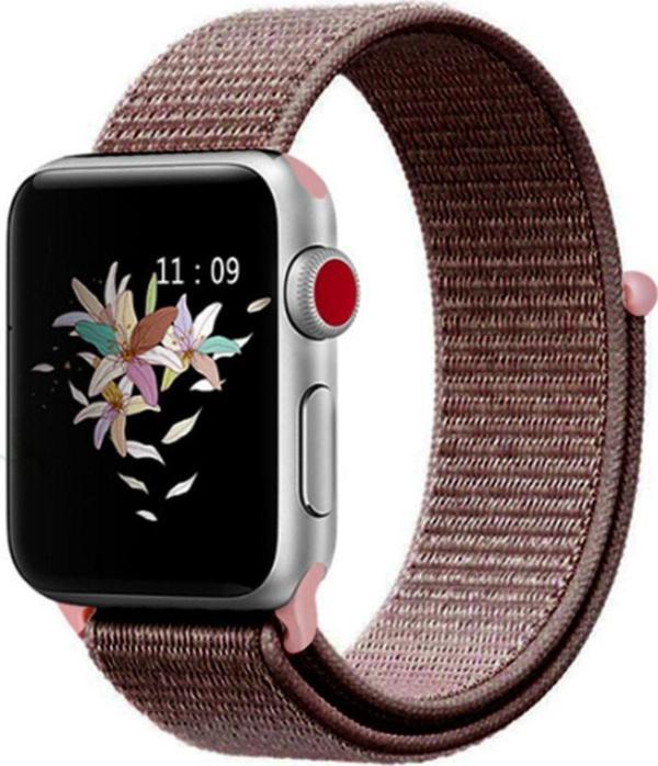 Coverzone Apple Watch 44mm Bilekli Kumaş Kayış Kordon Rose - Image 1