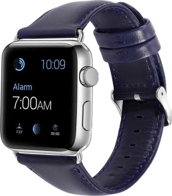 Coverzone Apple Watch 44mm Deri Kordon Lacivert - Image 1