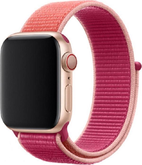 Coverzone Apple Watch 38-40mm Bilekli Kumaş Pembe Kayış Kordon - Image 1