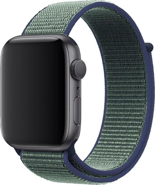 Coverzone Apple Watch 38mm Uyumlu Kayış Spor Loop Kordon Yeşil Lacivert - Image 1