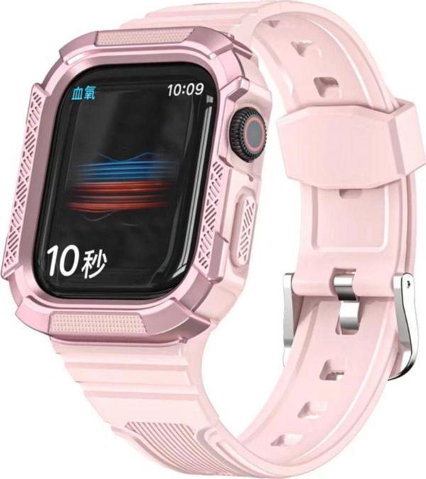 Coverzone Apple Watch 6 Ile Uyumlu Double Protect 38-40mm Firmino Antishok Kordon Pembe - Image 1