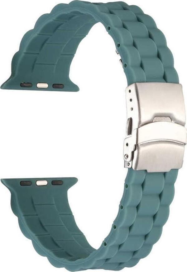 Coverzone Apple Watch 6 Ile Uyumlu Kordon 38-40mm Metal Toka Delikli Ayarlanabilir Panoply Silikon Kayış - Image 1