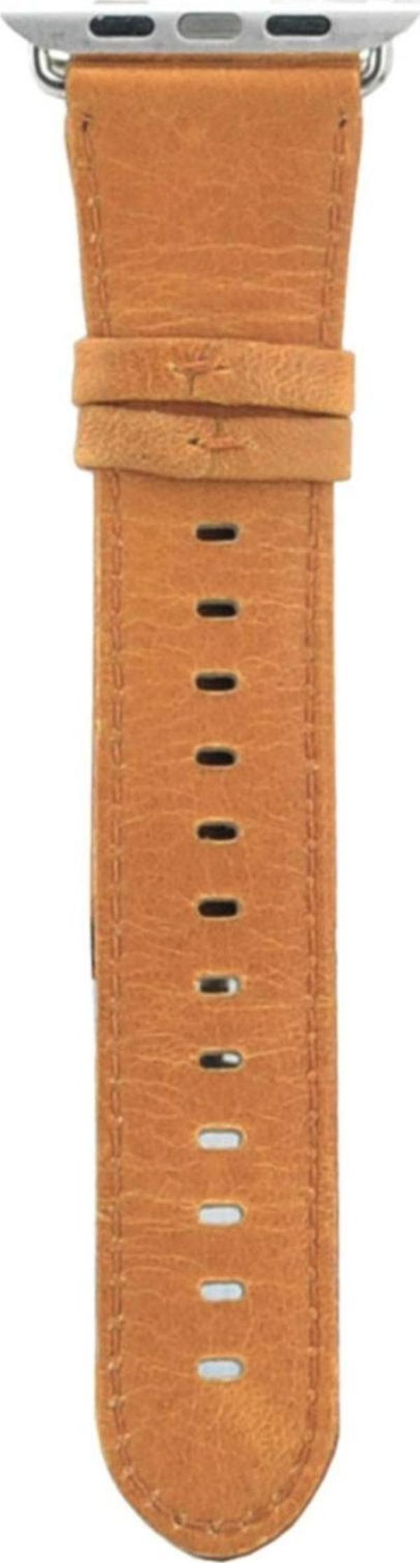 Coverzone Apple Watch Için 38mm Hakiki Deri Kayış Kordon Kahverengi Açık - Image 1