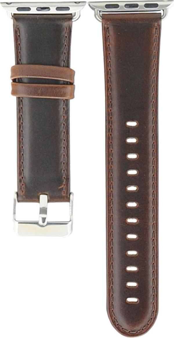 Coverzone Apple Watch Için 40mm Hakiki Deri Kayış Kordon Kahverengi Koyu - Image 1