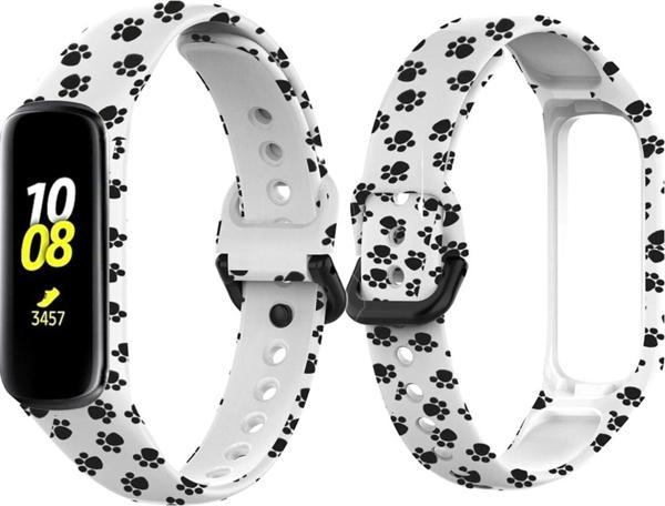 Coverzone Galaxy Fit 2 Sm-r220 Ile Uyumlu Renkli Desenli Alvarez Spor Kayış Kordon Beyaz - Image 1