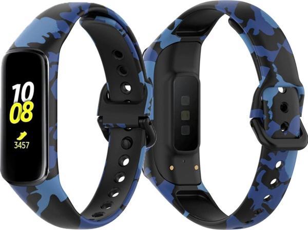 Coverzone Galaxy Fit 2 Sm-r220 Ile Uyumlu Renkli Desenli Alvarez Spor Kayış Kordon Mavi - Image 1
