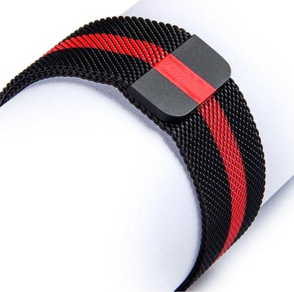 Coverzone Apple Watch Için 42mm Metal Kayış Kordon Siyah Kırmızı - Image 1