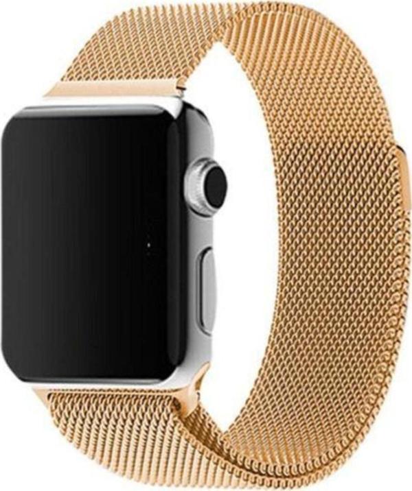 Coverzone Apple Watch Için 42mm Mıknatıslı Metal Kayış Kordon Gold Ent - Image 1