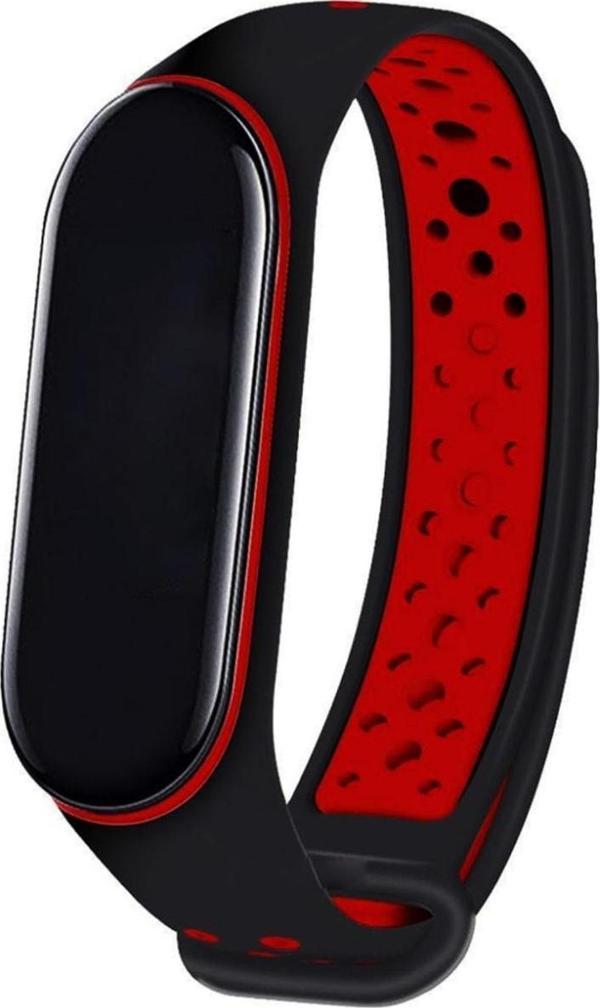 Coverzone Galaxy Fit 2 Sm-r220 Ile Uyumlu Renkli Garcia Delikli Spor Kordon Siyah-kırmızı - Image 1