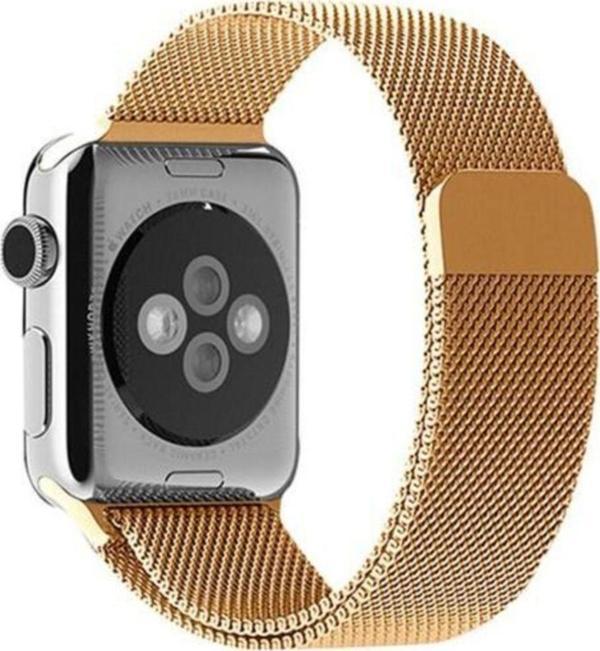 Coverzone Apple Watch Için 44mm Mıknatıslı Metal Kayış Kordon Gold Ent - Image 1