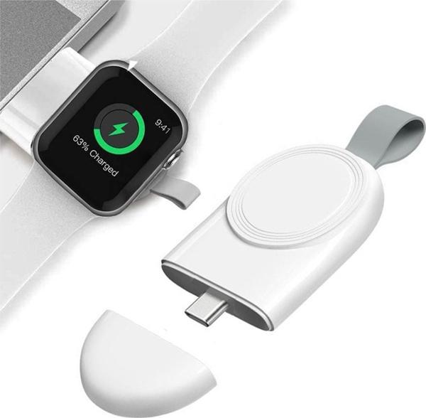 Coverzone Apple Watch Serisi Ile Uyumlu Type-c Manyetik Taşınabilir Kablosuz Şarj Cihazı Beyaz - Image 1