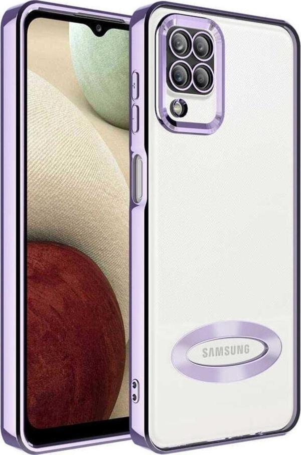 Coverzone Galaxy M12 Ile Uyumlu Kılıf Kamera Korumalı Logo Gösteren Colored Z-omega Lila - Image 1