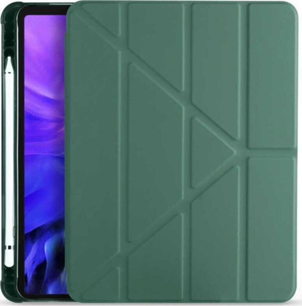 Coverzone Apple Ipad 9.7 2017 Tofu Folding Kalem Tutacaklı Standlı Kılıf Koyu Yeşil - Image 1