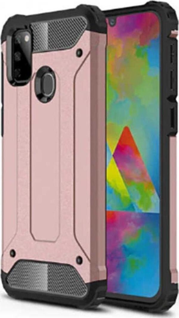 Coverzone Galaxy M21 Kılıf Shockproof Slikon Zırh Rosegold - Image 1