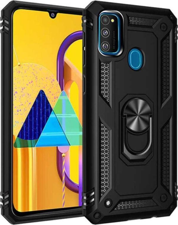 Coverzone Galaxy M21 Kılıf Shockproof Yüzük Tutuculu Vega Siyah - Image 1