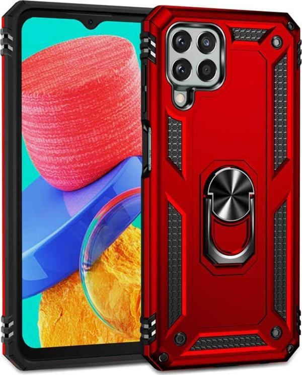Coverzone Galaxy M33 Ile Uyumlu Kılıf Shockproof Standlı Yüzük Tutuculu Mega Case Kırmızı - Image 1