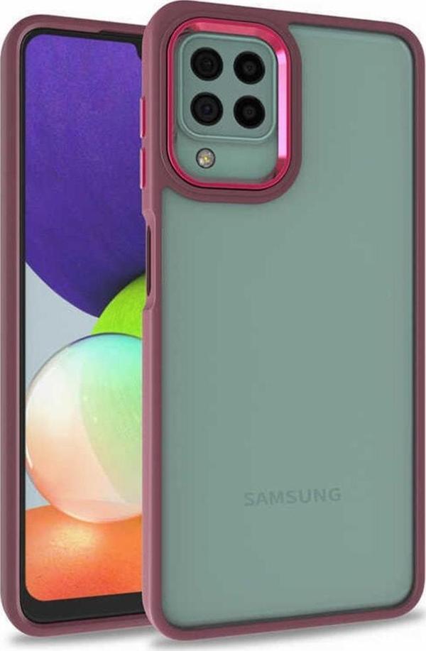 Coverzone Galaxy M22 Ile Uyumlu Kılıf Kontrast Renk Tasarımlı Cynosure Kapak Kırmızı - Image 1