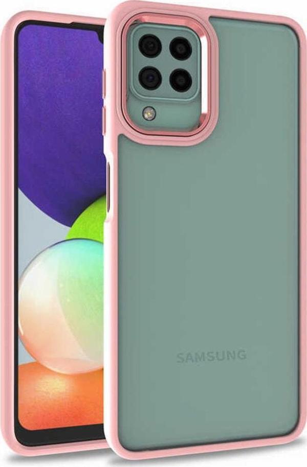 Coverzone Galaxy M22 Ile Uyumlu Kılıf Kontrast Renk Tasarımlı Cynosure Kapak Rosegold - Image 1