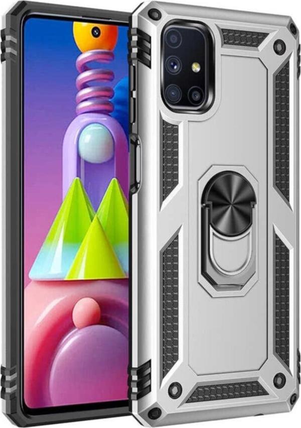 Coverzone Galaxy M51 Kılıf Shockproof Yüzük Tutuculu Vega Gri - Image 1