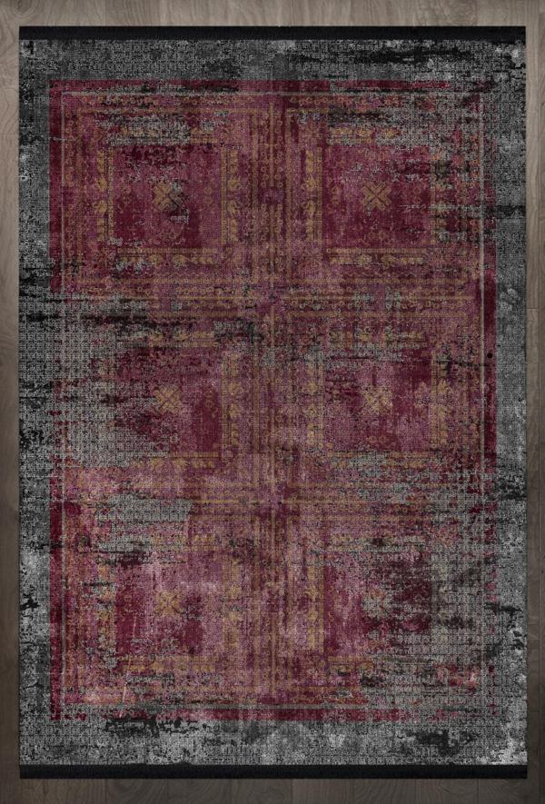  Modern Bordo Pamuk Dikdörtgen Modern Desenli Pamuk Makinada Yıkanabilir Hav Toz Vermez Leke Tutmayan Kaymaz Taban Dijital Makine Baskı Salon Yolluk Mutfak Halı - Image 1