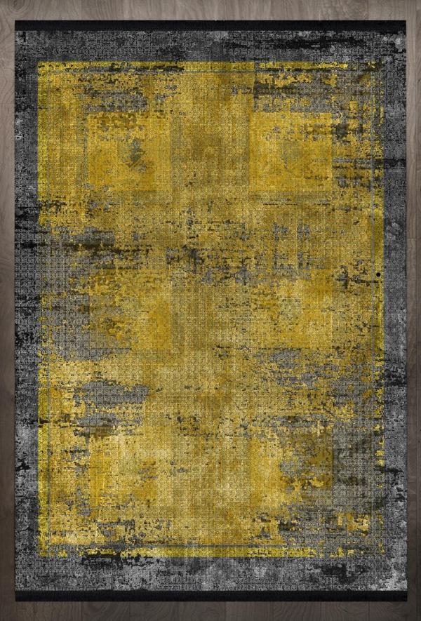  Modern Sarı Pamuk Dikdörtgen Modern Desenli Pamuk Makinada Yıkanabilir Hav Toz Vermez Leke Tutmayan Kaymaz Taban Dijital Makine Baskı Salon Yolluk Mutfak Halı - Image 1