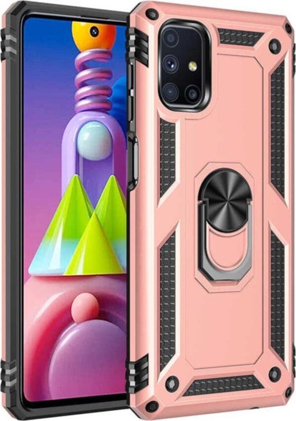 Coverzone Galaxy M51 Kılıf Shockproof Yüzük Tutuculu Vega Rosegold - Image 1