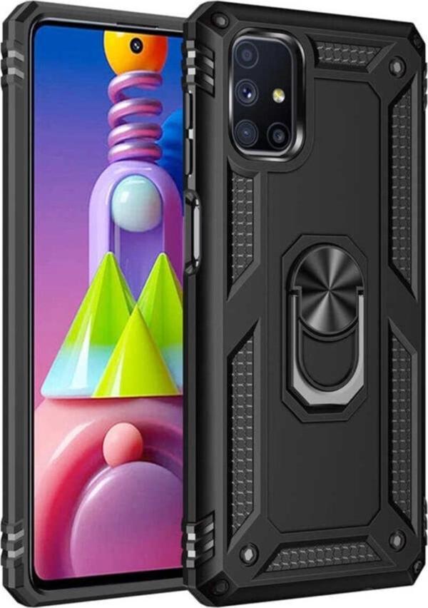 Coverzone Galaxy M51 Kılıf Shockproof Yüzük Tutuculu Vega Siyah - Image 1