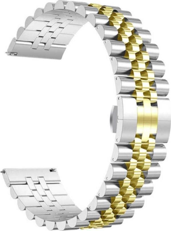 Coverzone Galaxy Watch 3 45mm 22mm Parlak Metal Klipsli Kordon Saat - Image 1